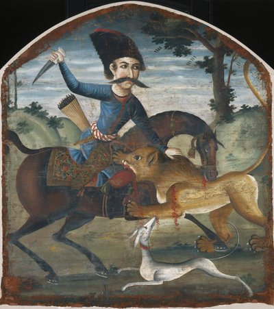 Hunter on Horseback Attacked by a Lion af Unbekannt Unbekannt